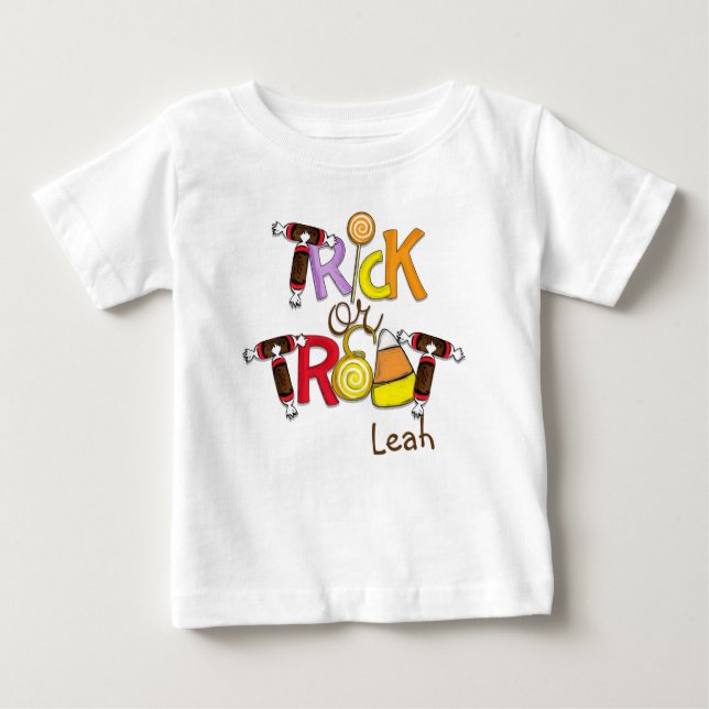Bébé T-shirt Bonbons pour un Traitement ou une Gâterie (Devant)