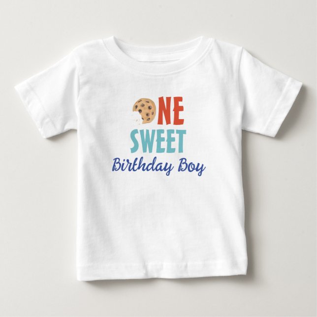 Bébé T-Shirt Cookie pour un joyeux anniversaire garçon (Devant)