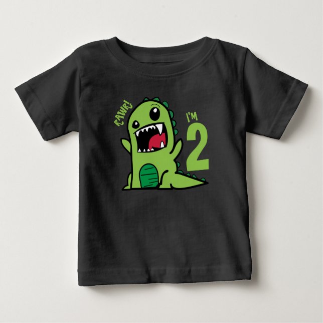 Bébé T-shirt de dinosaure pour 2ème anniversaire 'Rawr  (Devant)