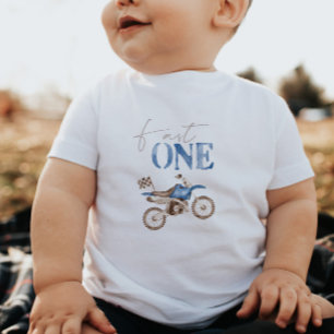 Bébé T-shirt de fête pour un bleu de moto de cross Fast