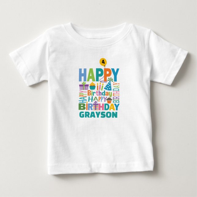 Bébé T-shirt de joyeux anniversaire mignon pour tout âg (Devant)