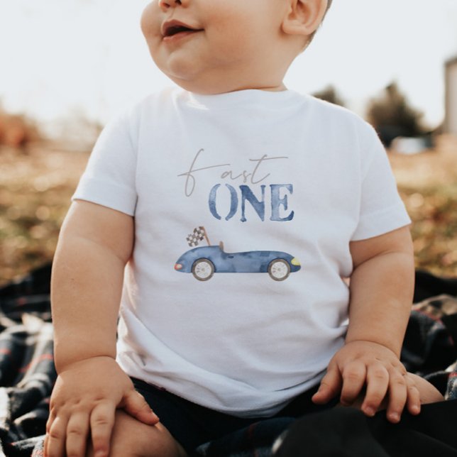 Bébé T-shirt de naissance Navy Bleu 'Fast One' pour voi (Créateur téléchargé)