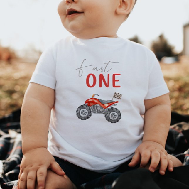 Bébé T-shirt de vélo Quad Rouge "Fast One" pour anniver (Créateur téléchargé)