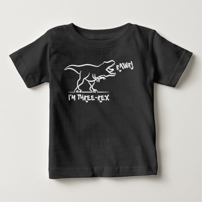 Bébé T-shirt dinosaure pour 3ème anniversaire -Rex,  (Devant)