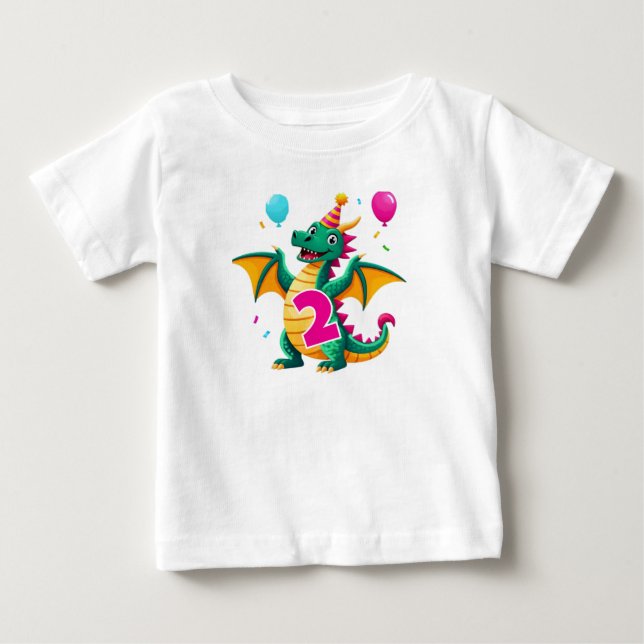 Bébé T-Shirt Dragon pour 2ème Anniversaire (Devant)