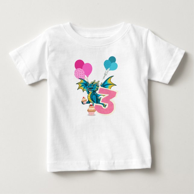 Bébé T-shirt du dragon pour le 3e anniversaire (Devant)
