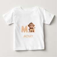T-shirt éducatif pour enfants singe lettre M | Upp
