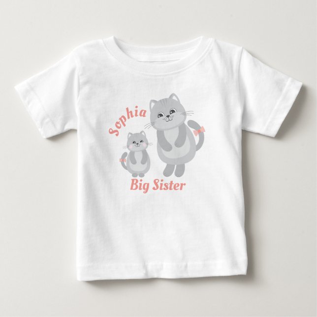 Bébé T-shirt grande soeur avec de mignons chatons pour  (Devant)