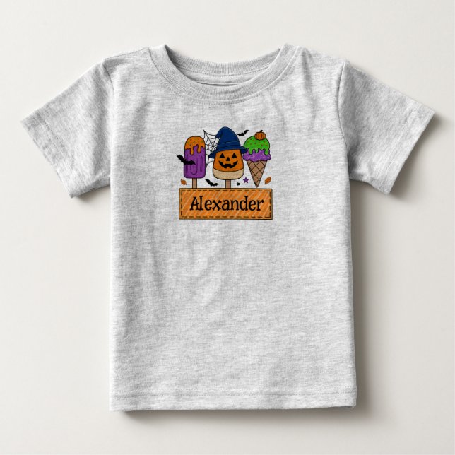 Bébé T-shirt Halloween pour garçons personnalisable (Devant)