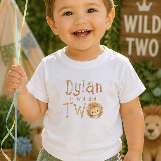 Bébé T-Shirt Lion Sauvage et Deux pour le 2ème Annivers