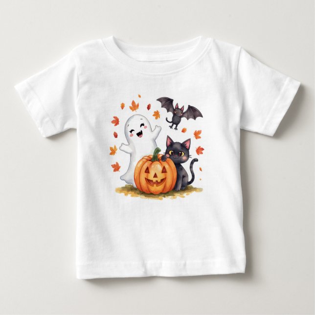 Bébé T-shirt mignon pour un joyeux Halloween (Devant)