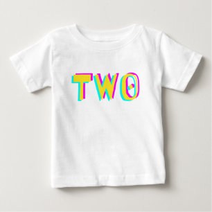 Bébé T-Shirt Moderne 3D Deux Jaunes pour Deuxième Anniv