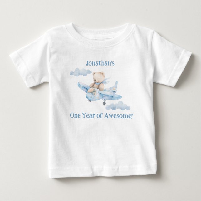 Bébé T-shirt ours en peluche pour premier anniversaire  (Devant)