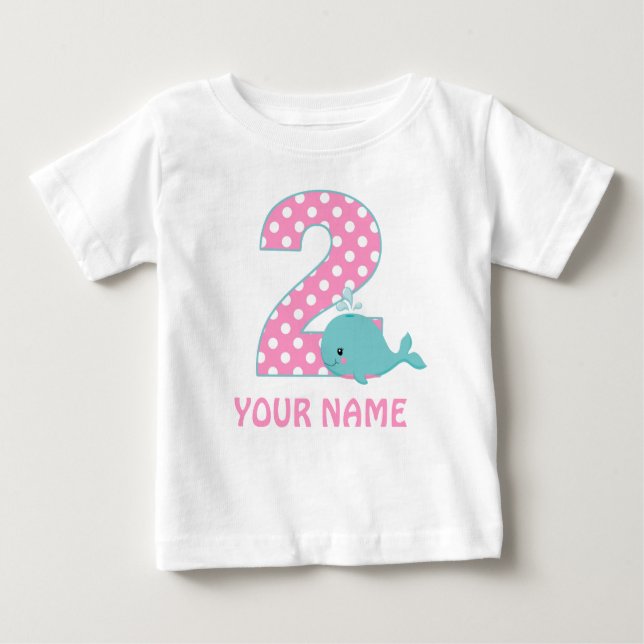 Bébé T-shirt personnalisé pour fille de baleines du 2e  (Devant)