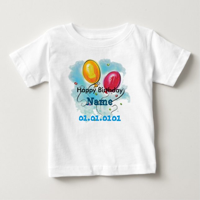 Bébé T-shirt personnalisé pour le premier anniversaire  (Devant)