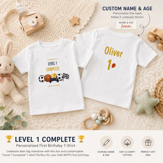 Bébé T-Shirt pour 1er anniversaire | Chemise d'annivers (Créateur téléchargé)