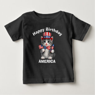 Bébé T-shirt pour enfant avec chaton gris et blanc (1 j