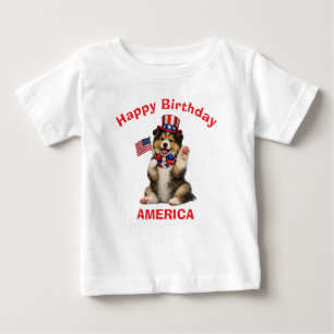 Bébé T-Shirt pour enfant Colley chiot (2j) patriotique