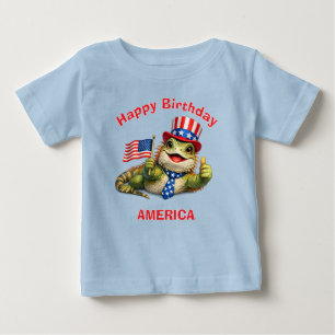 Bébé T-Shirt pour enfant Iguane (3D) patriotique
