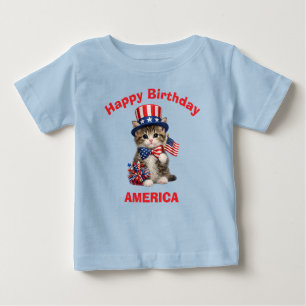Bébé T-shirt pour enfant patriotique avec chaton (1a)