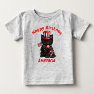 Bébé T-shirt pour enfant patriotique avec chaton noir (