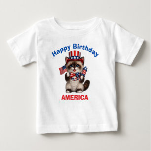 Bébé T-Shirt pour enfant patriotique avec chaton siamoi