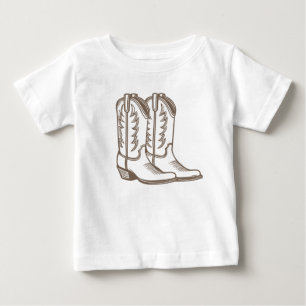 Bébé T-shirt pour enfants avec croquis de bottes de cow