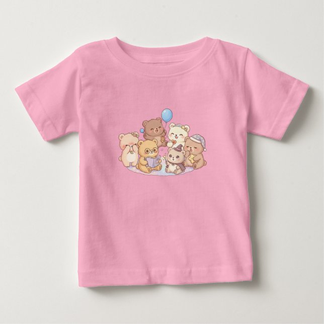 Bébé T-shirt pour enfants avec des amis oursons mignons (Devant)