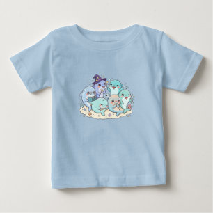 Bébé T-shirt pour enfants avec une famille de dauphins