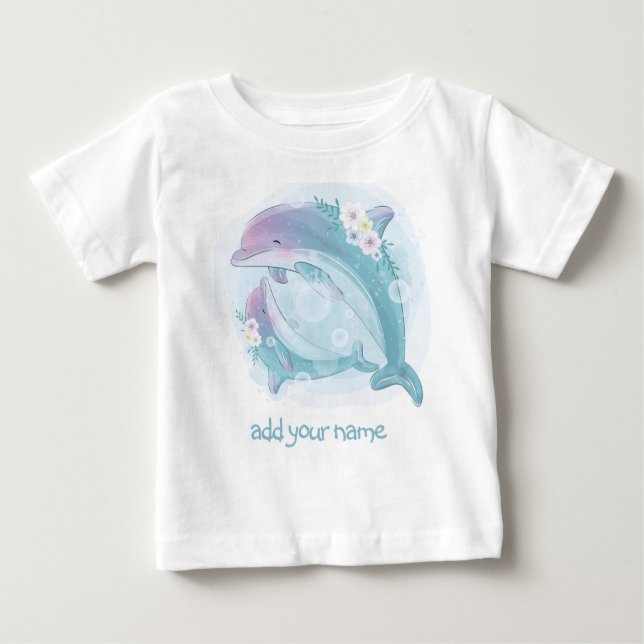 BÉBÉ T-SHIRT POUR ENFANTS : DEUX DOLPHINS (Devant)