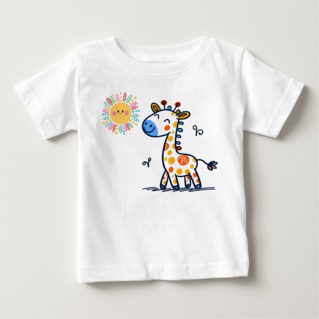Bébé T-shirt pour enfants - Girafe Mignon & Soleil (Devant)