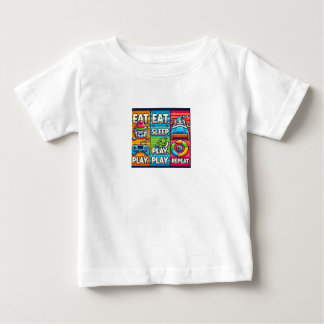 Bébé T-shirt pour enfants "Manger. Jouer. Dormir. Répét