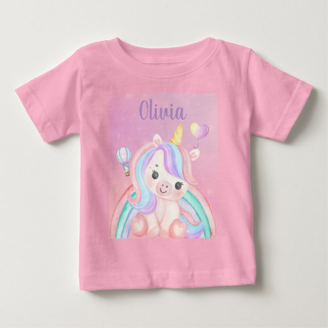 Bébé T-Shirt pour fille avec licorne pour anniversaire  (Devant)