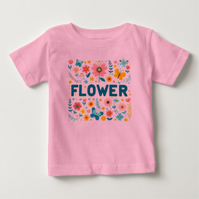Bébé T-shirt pour filles avec des lettres mignonnes et  (Devant)