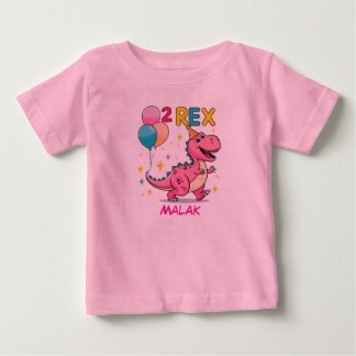 Bébé T-Shirt pour la 2ème fête d'anniversaire de dinosa
