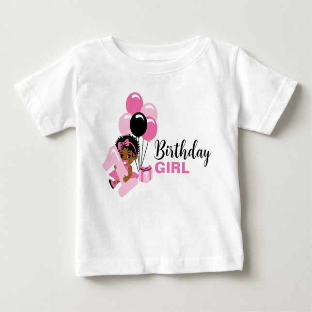 Bébé T-shirt pour le 1er anniversaire de Black Girl ave (Devant)