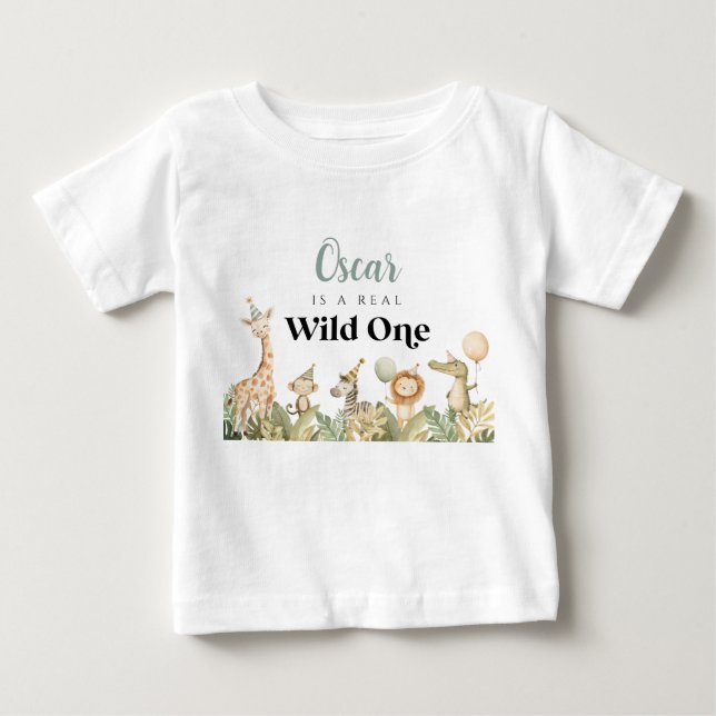 Bébé T-shirt pour le 1er anniversaire de Wild One, anim (Devant)