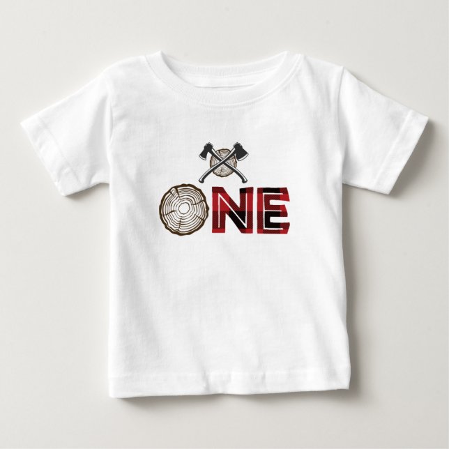 Bébé T-shirt pour le premier anniversaire du bûcheron - (Devant)