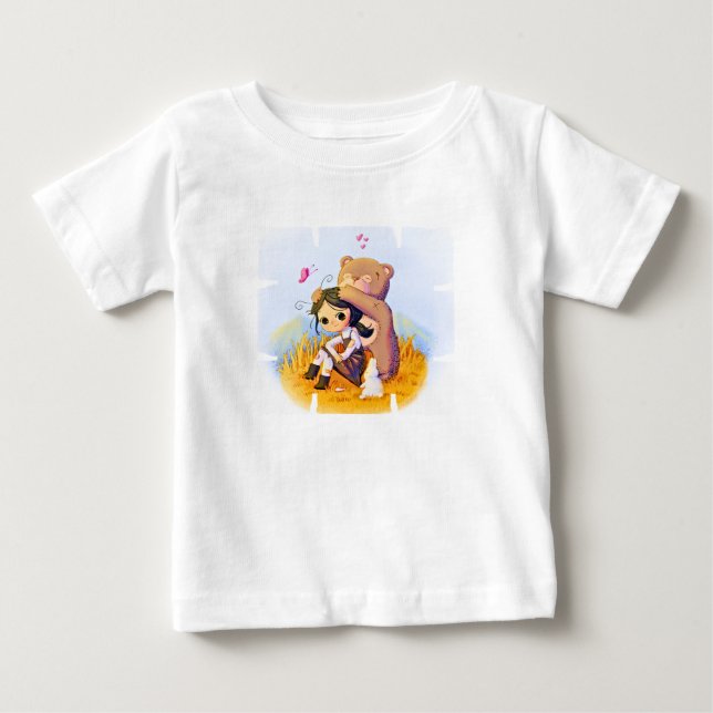 Bébé T-shirt pour tout-petit fille et ours (Devant)