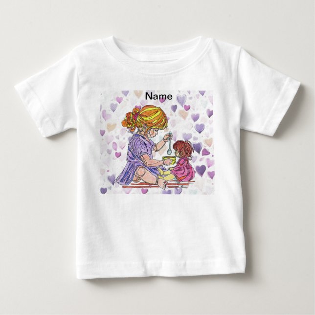 Bébé T-shirt pour tout-petits petite fille et poupée  (Devant)