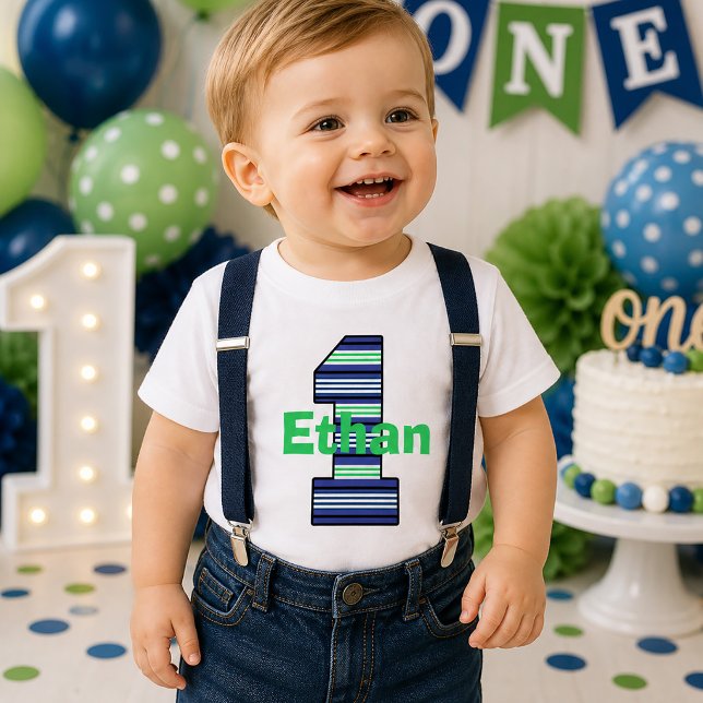 Bébé T-shirt rayé pour garçon pour son premier annivers (Striped First Birthday Boy T-Shirt)