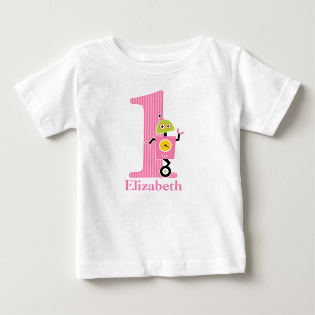 Bébé T-shirt robot pour 1er anniversaire (Devant)