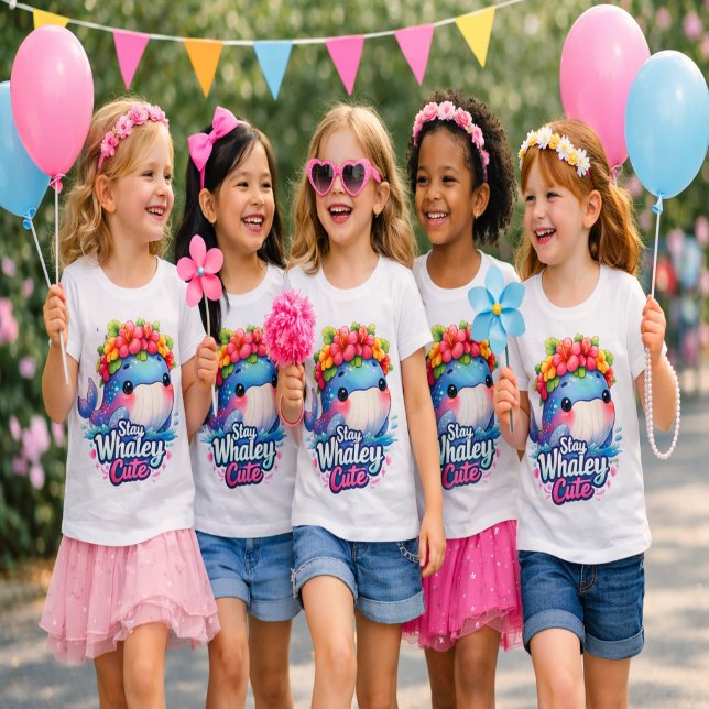 Bébé T-shirt Stay Whaley Cute pour filles (Créateur téléchargé)