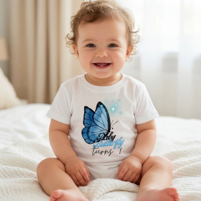 Bébé T-shirt thème papillon pour 1er anniversaire (Créateur téléchargé)