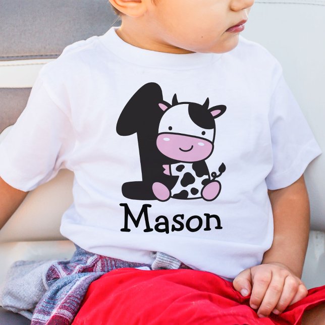 Bébé T-Shirt Une Vache pour le 1er Anniversaire d'un Ga (Créateur téléchargé)