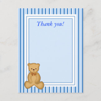 BÉBÉ TEDDY BEAR BLUE Stripe Merci plat