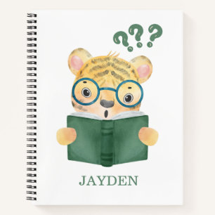 Bébé Tigre Mignon Lisant un Livre et Nommant des E