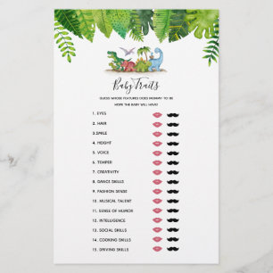 Bébé Traits Dinosaur Baby shower Jeu