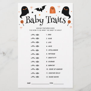 Bébé Traits Halloween Baby shower Jeu