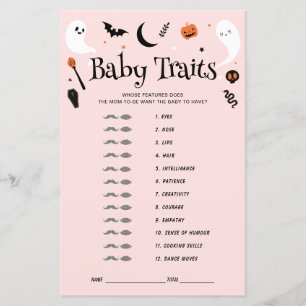 Bébé Traits rose Halloween Baby shower Jeu